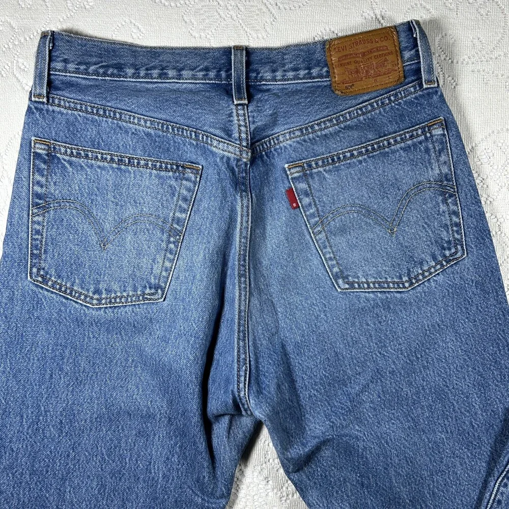 Levis 501 Jeans Mens 31x27 Distressed Button Fly Raw Hem Denim Pants